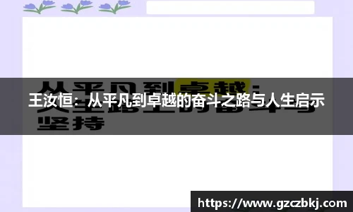 王汝恒：从平凡到卓越的奋斗之路与人生启示